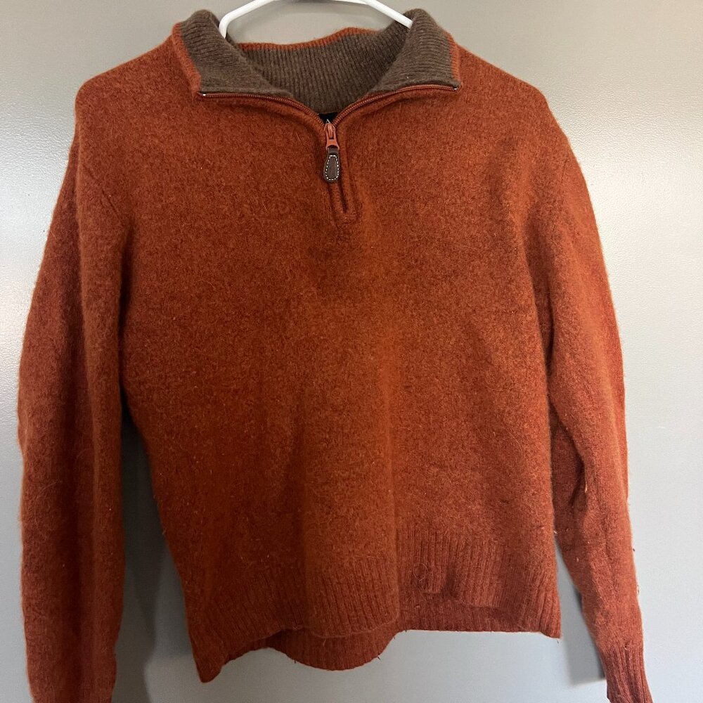 Jos. A. Bank- Lambswool Blend Zip Sweater- Burnt Orange- "Small"